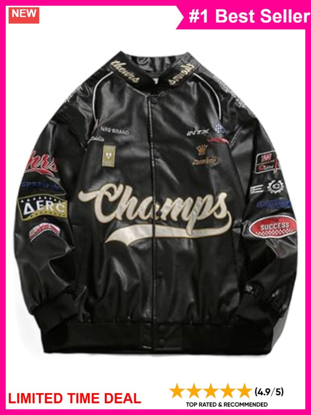 Aelfric Eden Faux Leather Racing Jacket Oversized Motorcycle Biker Racer